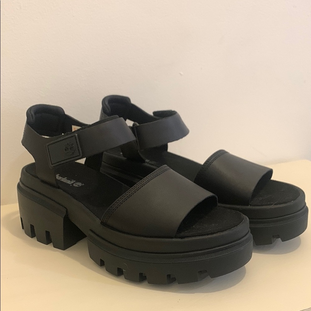 Black Chunky Timberland Sandals